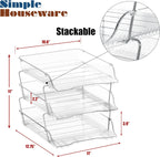 Simple Houseware 3-Tier Crystal Clear Stackable Document Letter Tray Paper Organizer – Desk Organizer for A4/Letter Size Documents, File Sorter, Paper Holder, Office Desktop File Storage, Acrylic Look