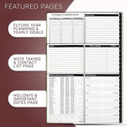 Ensight 2025-2026 HARDCOVER Leather Planner Weekly & Monthly - 6.5x8.5 Inches - Academic Planner Business Personal or Student - Pen Holder, Thick Paper, July 2025 - June 2026 (Red)