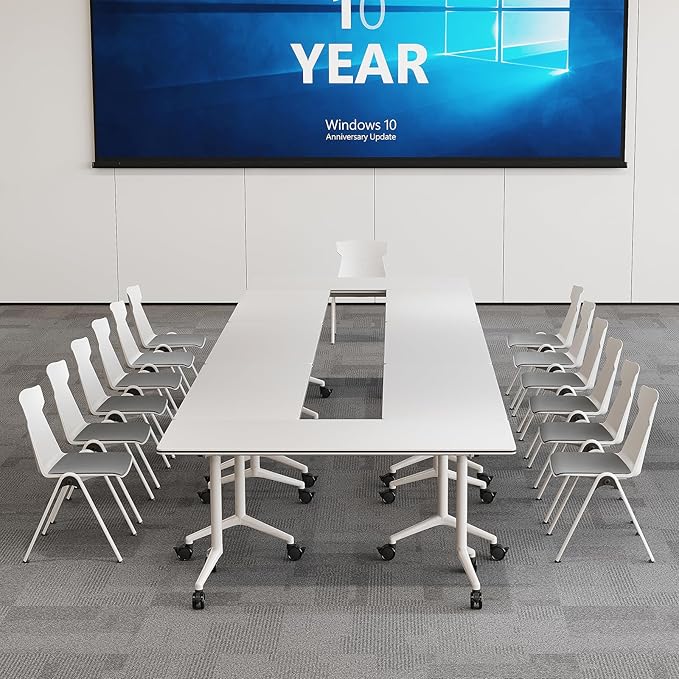 Folding Conference Room Tables 6 Pack, Foldable Modern Mobile Meeting Table Desk Training Table 6FT Large Rolling OfficeTable for Conference Training Classroom (2, 63" * 23.6" * 29.5")