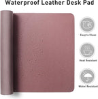 Aothia Leather Desk Pad Protector, Mouse Pad, Office Desk Mat, 31.5" x 15.7" Non-Slip PU Leather Desk Blotter, Laptop Desk Pad, Waterproof Desk Writing Pad for Office and Home (Dark Pink)