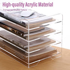 SANRUI Acrylic Paper Organizer Letter Tray for Desk, 4 Tier Enlarged File Sorter,Clear File Holder Desktop Shelf Document Storage for School Office Home