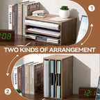 KIRIGEN Wooden Desktop Organizer Paper Storage Letter Tray File Sorter - Desk Rack Magazine File Dividers Holders for Home Office Accessories with 3 Layer Trays Dark Brown (3KWJG-DBR)