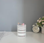 Metal Mesh Pen Pencil Cup Holder Stand Office Desk Organizer Stationery Caddy Makeup Brush Holder, White (Large)