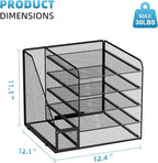 Marbrasse Desk Organizers and Accessories, 5-Tier Paper Letter Tray Organizer with File Holder, Mesh File Organizer, Office Desk Accessories & Organization for Supplies (Black)