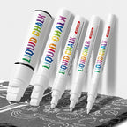 White Chalk Markers For Chalkboard, Liquid Chalk Markers Erasable 5 Variety Pack - 1mm Ultra Fine Tip, 3mm Fine Tip, 6mm Medium, 10mm Bold, 15mm Jumbo For Blackboard, Car Window, Signs, Glass, Bistro