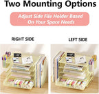 Desk Organizers and Accessories, 5-Tier Paper File Organizer with Drawer & Pen Holder, Office Desk Accessories Workspace Desktop Organizer for Office Supplies(Gold)