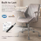 Mid Century Modren Office Chair - Mid Back Swivel Executive Chair with Lumbar Support,Ergonomic Computer Desk Chair with Wheels,Faux Lether Suede Task Chair,350lbs (Grey, Mid Back)