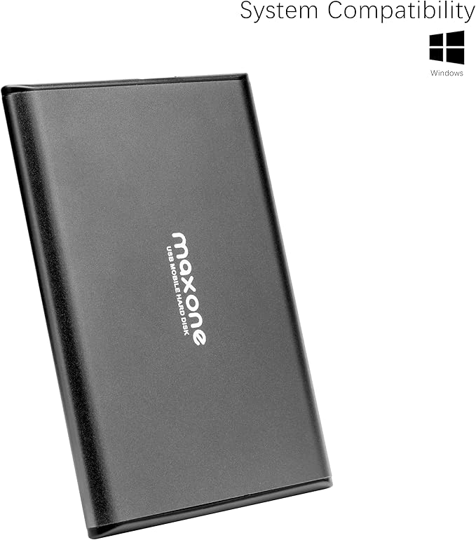 Maxone 500GB Ultra Slim Portable External Hard Drive HDD USB 3.0 Compatible with PC, Laptop, Charcoal Grey