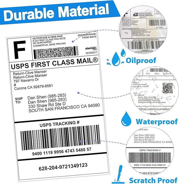 LotFancy 4x6 Thermal Labels, 440 Shipping Labels (2 Rolls) Compatible with DYMO LabelWriter 4XL 1744907, Perforated Postage Label for Rollo, Zebra Desktop Printers, Commercial Grade