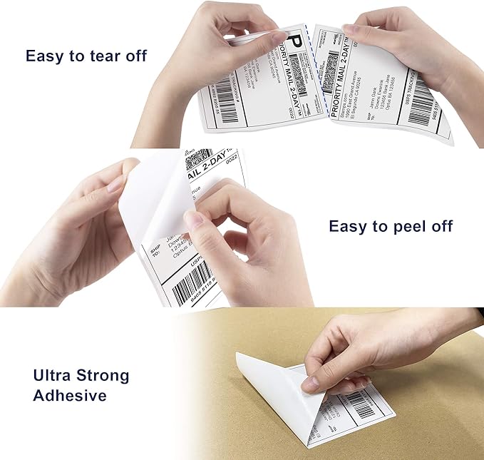 POLONO Genuine 4" x 6" Direct Thermal Shipping Label, Thermal Label (Pack of 1000), Perforated Fanfold Labels Compatible with POLONO PL80E, PL70E, PL60 Label Printer, BPA & BPS Free, Commercial Grade
