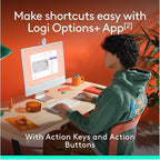 Logitech POP ICON Combo, Bluetooth Keyboard and Mouse Combo, Comfortable Typing, programmable Keys and Buttons, Quiet clicks, Easy-Switch up to 3 Devices - Off-White