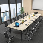 Loomie 8FT Conference Table, 94.49" L x 47.24" W x 29.53" H Meeting Seminar Table with Grommet, Large Boat Shaped Computer Desk, Boardroom Desk for Office Meeting Conference Room