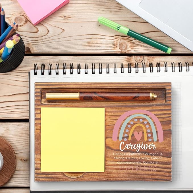 Caregiver Sticky Note Holder, Caregiver Gift, Caregiver Appreciation Day Thank You Caregiver Gift, Assisted Living Week Gifts Clinic Hospital Self-Stick Note Pad Holders TZP55