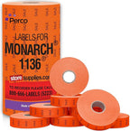 Perco Sale Labels for Monarch 1136 Price Gun - 8 Rolls, 14,000 Pricemarking Labels - with Bonus Ink Roll