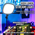 Live Video Streaming Kit (Deluxe)-for Video Call, Gaming, Podcast, YouTube, Content Creation- Includes 2k 60 FPS Webcam, Professional Cardioid Microphone, and LED Flat Light for Android/MAC/Windows