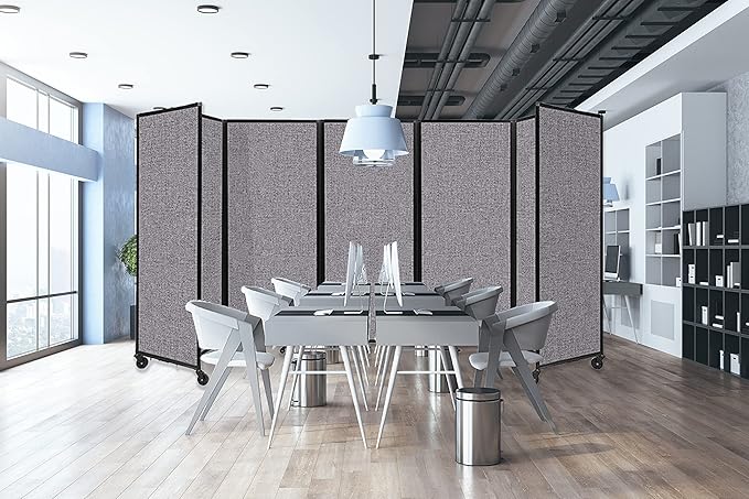Versare Room Divider 360 Portable Wall Partition | Folding Panels | Large Freestanding Divider | Locking Wheels | Temporary Room Separator