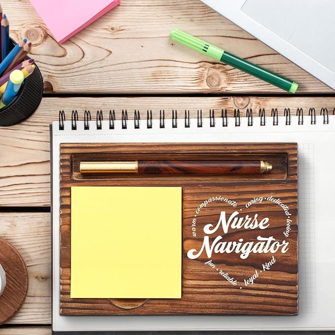 Nurse Navigator Gift Sticky Note Holder Wooden, Thank You Gifts for Nurse Navigator Nursing National Nurses Week, Appreciation Gifts for Healthcare Patient Care Self-Stick Note Pad Holders TZP36