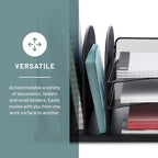 Safco Onyx Desk Organizer, 3 Vertical Compartments and 3 Trays, Office and Classroom Mailbox , Paper and Mail Sorter, Steel Mesh, Black