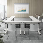 8Pack Conference Room Table, Folding Conference Table for Office Classroom, Mobile Training Tables with Casters Silent Wheels, Large Rectangular Convertible Modular Seminar Tables (L47.2in)