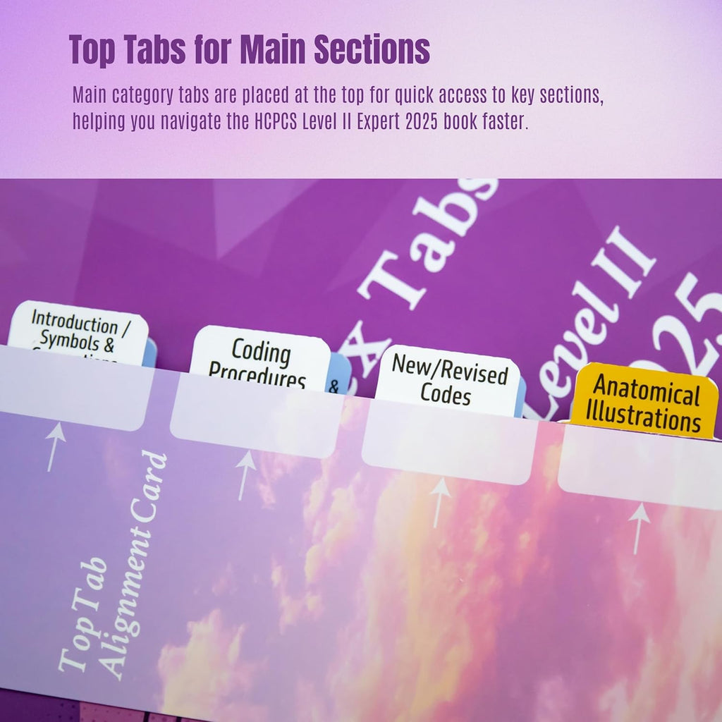 Index Tabs for HCPCS Level II Expert 2025 (AAPC Version), Laminated and Color-Coded HCPCS 2025 Book Tabs, with Clear Alignment Guide and Bookmark (Book NOT Included)