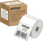 4" x 2" Thermal Labels | 6 Rolls | 7500 Labels | fits Zebra, Munbyn, Rollo, Godex, Arkscan, iDPRT, Offnova Thermal Label Printers and More | Blank White Adhesive Stickers by Ecotherm