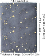 BLBMH Book Covers for Paperbacks Fit for 5.5x8.5 inch Adjustable Book Jacket for Women Book Lovers Gifts Soft Cloth Protector for Bible Novels Notebook Journal - Stars Grey 8.5in