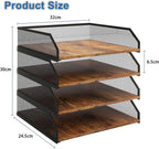 Natwind 4-Tier Stackable Paper Tray, Metal Mesh Desktop Organizer, Paper Sorter, Letter Trays,File Document Storage Rack for for Home, Office, School (Retro)
