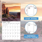 2025 Wall Calendar,Calendar 2026, July 2025 - December 2026, Wall Calendar Sunset, 12" x 24" Opened,Full Page Months Thick & Sturdy Paper for Gift Perfect Calendar Organizing & Planning