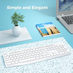 Lovaky Wireless Keyboard, 2.4G Ergonomic Wireless Computer Keyboard, Enlarged Indicator Light, Full Size PC Keyboard with Numeric Keypad for Laptop, Desktop, Surface, Chromebook, Notebook, Snow White