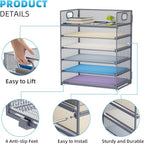 Marbrasse 6 Tier Paper Organizer Letter Tray - Mesh Desk File Organizer with Handle, Paper Sorter for Letter/A4 Office File Folder Holder - Grey