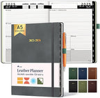 Ensight 2025-2026 HARDCOVER Leather Planner Weekly & Monthly - 6.5x8.5 Inches - Academic Planner Business Personal or Student - Pen Holder, Thick Paper, July 2025 - June 2026 (Grey)