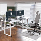 FLEXISPOT E6Q 4 Legs Standing Desk 78 x 32 Inch Adjustable Height Desk with Splice Board Home Office Sit Stand Up Desk, White Top + White Frame