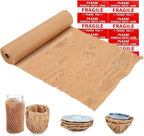 Honeycomb Packing Paper, 15"x230' Honeycomb Cushioning Bubble Wrap Paper Roll for Moving Shipping Breakables Packaging Gifts with 20 Fragile Sticker Biodegradable & Fully Recyclable Brown Kraft