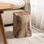 Wood Grain Plastic Trash Can Swing Top Lid, 4Gal/15L Farmhouse Wastebasket Bin Retro Style with Inner Bucket, Bathroom Trash Can Hidden Bag for Room Aesthetic, Square Brown Garbage Can 2pack