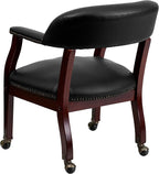 EMMA + OLIVER Black Vinyl Luxurious Conference Chair with Casters
