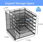 gianotter Desk Organizers and Accessories, 6-Tier Paper Organizer with File Holder, Document Organizer, Office Decor, Home Office Essentials(Black)