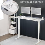 VIVO Electric Dry Erase 60 x 24 in Standing Desk, Memory Height Adjustment, 1B Series, White Marble Pattern Top, White Frame, DESK-KIT-1W6WM