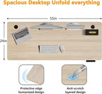 Himimi Electric Standing Desk 55 x 24 inch for Home Office,Sit-Stand Adjustable Desk with Memory Presets,Height Adjustable Desk for Gaming/Working,Free Hook, Lockable Wheels,Mouse Pad,Oak