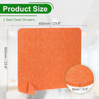 PATIKIL Desk Divider, 2 Set 24 x 24 Inch Acoustic Freestanding Desk Divider Desk Privacy Panel with 4 Pcs Support Feet for Library Office Workstation, Orange