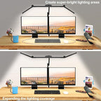 Micomlan Desk Lamp with Clamp, Architect Led Desk Lamp for Home Office with Remote Control, 24W Ultra Bright Auto Dimming Computer Light Adjustable Table Light for Working Workbench (Remote)