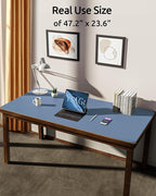 YSAGi Leather Desk Protector, Office Mat, Large Mouse Mat, Non-Slip PU Leather Blotter, Laptop Desk Pad, Waterproof Writing Pad for Office and Home (Blue, 47.2" x 23.6")
