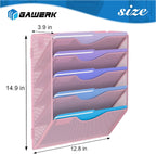 5 Tier Hanging Wall File Organizer, Mesh Mail Paper Orgnization Hanging File Folder Holder for Home Office, Pink