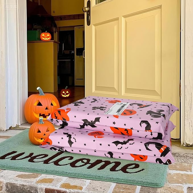 Halloween Poly Mailer 14.5x19 Inch 50 Pcs, Waterproof Shipping Bags for Clothing, Tear-Resistant Mailier Bags, Strong Mailing Bags with Self-Seal - Purple