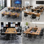 Conference Room Table with Flip-Top Design for Dynamic Meetings, Business Table Computer Desk with Heavy-Duty Frame,Foldable Seminar Meeting Tables for Home Office (6, C, 55.1IN)