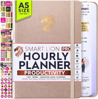 Hourly Planner - Undated Daily, Weekly & Monthly Planner with Budget Section | A 12 Month Journey to Increase Productivity & Happiness | Life Organizer & Gratitude Journal - Vertical Format