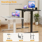 Himimi Electric Standing Desk 55 x 24 inch for Home Office,Sit-Stand Adjustable Desk with Memory Presets,Height Adjustable Desk for Gaming/Working,Free Hook, Lockable Wheels,Mouse Pad,Black