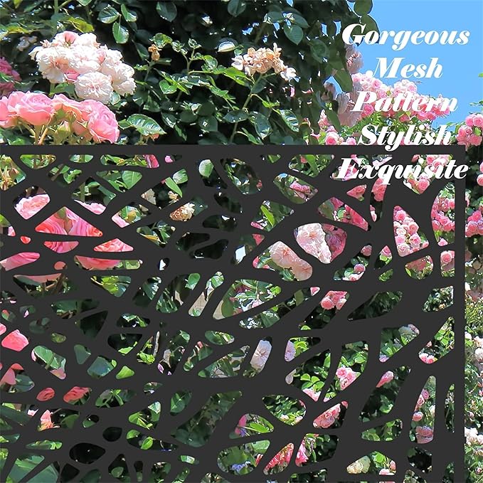 NicBex Room Divider 1 Panel Room Dividers with Mesh Shape Design Partition Room Dividers and Metal Privacy Screens Wall Divider for Outdoor, Room Separation,48.31" W x 15.75" D x 70.75" H, Black