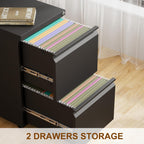 Metal Mobile File Cabinet with Lock and 4 Keys - Fully Assembled, Under Office Desk 2 Drawers Filing Cabinet for Home Office with Anti-tilt Wheels, A4/Legal/Letter Hanging File Drawers