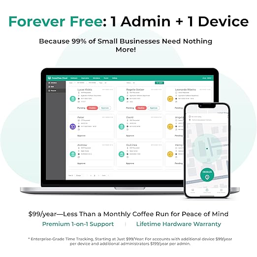 ANVIZ Time Clocks for Employees Small Business - CX2 Fingerprint Biometric Clock in and Out Machine - Forever Free Cloud Software, Black