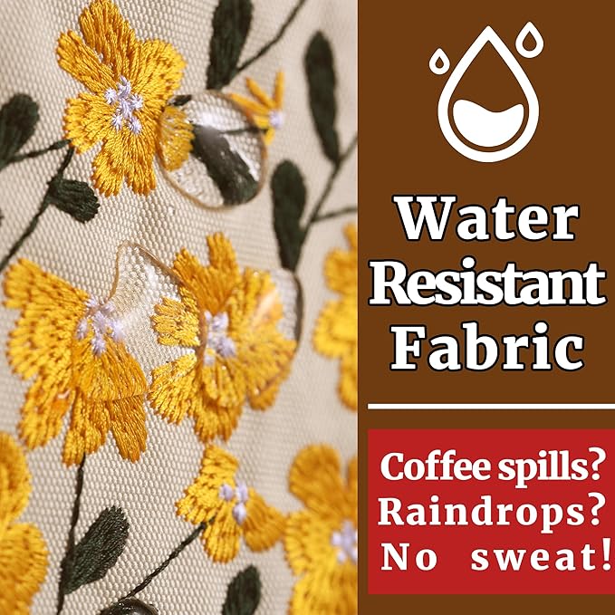 LParkin Embroidered Daisy Flower Book Sleeve with Zipper - Washable Fabric Book Cover Protector for Paperbacks & Hardcover, Gift for Book Lovers (Yellow, 11x8.5 Inch)